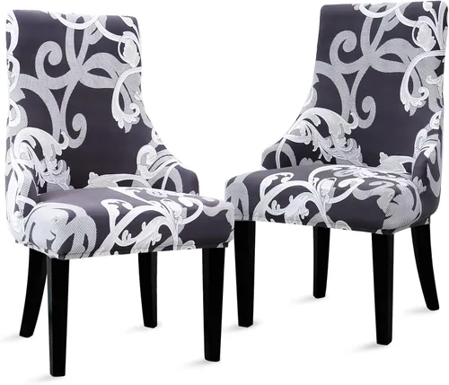 Vista 20 de Liykimt Juego de 1 funda elástica para silla lateral con respaldo de ala, funda decorativa para silla de comedor con brazo, lavable tapizada