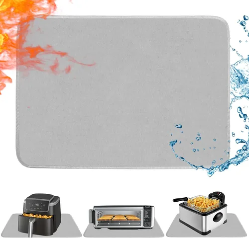 Vista 23 de Alfombrilla resistente al calor para freidora de aire, freidora profunda, horno, almohadillas calientes negras de 12 x 14 pulgadas para protector