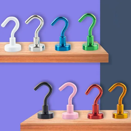 Vista 4 de Paquete de 9 ganchos magnéticos para cabinas de crucero, ganchos magnéticos para colgar en el refrigerador, imanes coloridos resistentes
