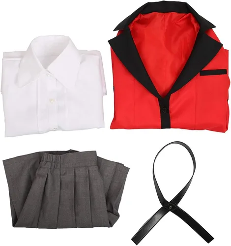 Vista 5 de Kakegurui Compulsive Gambler Yumeko Jabami Hyakkaou traje de Cosplay rojo
