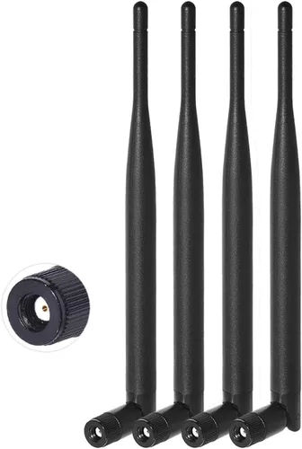 Vista 10 de Bingfu Antena de doble banda WiFi 2.4GHz 5GHz 5.8GHz 6dBi MIMO RP-SMA Macho Antena (paquete de 2) para enrutador WiFi, tarjeta de red inalámbrica