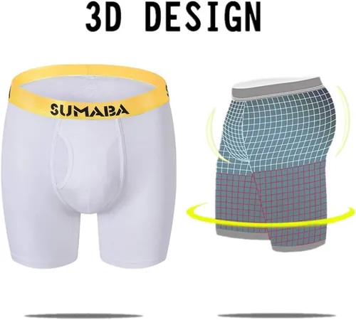 Vista 4 de Calzoncillos tipo bóxer de pierna larga para hombre, con bolsa que no se sube, de bambú, transpirables
