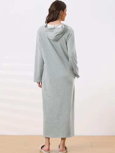Vista 5 de cheibear Bata con cremallera para mujer, sudadera con capucha, manga larga, bata de baño con bolsillos