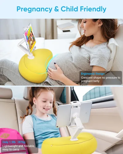 Vista 2 de NEARPOW Almohada con soporte para tablet, compatible con teléfono/tableta de 4.7 a 15.6 pulgadas, iPad, iPhone, Samsung, Google, Kindle, soporte