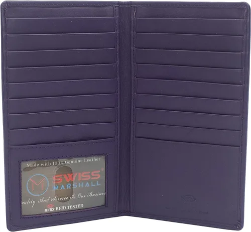 Vista 12 de Marshal Billetera de Cuero Bifold con Bloqueo RFID para Hombres y Mujeres Soporte de Cuero Genuino con 19 Ranuras, 2 Compartimentos para Billetes