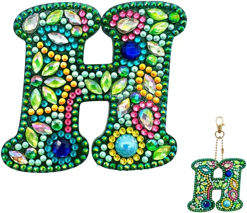 Vista 13 de YOYA Llaveros de Pintura de Diamantes de Doble Cara 5D Letras Kit de Llaveros de Pintura de Diamantes DIY Taladro Completo Arte de Diamantes