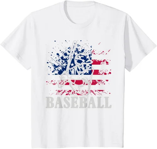 Vista 27 de Camiseta de béisbol deportiva estadounidense con bandera estadounidense, Negro, S