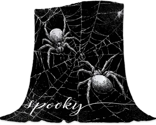 Vista 15 de Manta de Halloween para bebé, mascota pequeña, manta espeluznante de calabazas negras para gatos, manta para cuna, cochecito, decorativa, ligera