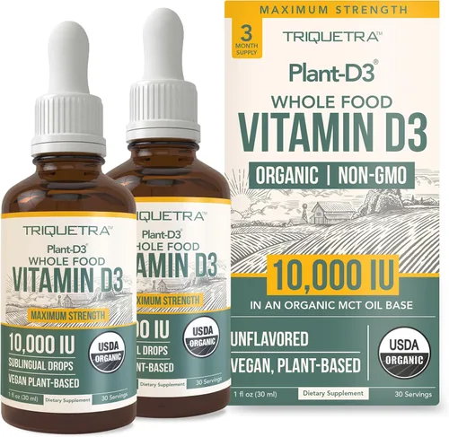 Vista 8 de Vitamina D3 orgánica de 10,000 UI – Planta D3, vegana, fuerza máxima sublingual líquido D3 gotas – 200% mayor absorción, 100%
