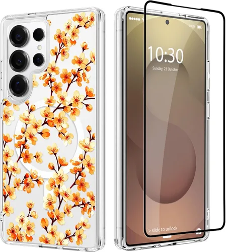 Vista 32 de OOK Funda para iPhone 17 Pro compatible con Magsafe, con protector de pantalla, elegante lazo estético, delgado, transparente, magnético, a prueba