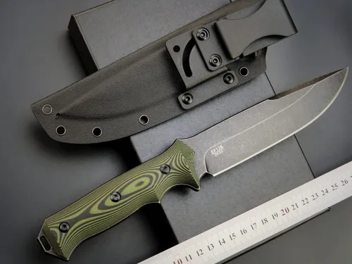 Vista 3 de Eafengrow EF128 Cuchillo de hoja fija DC53 Hoja de acero, mango G10 de dos tonos, cuchillo de hoja fija de espiga completa, cuchillo recto