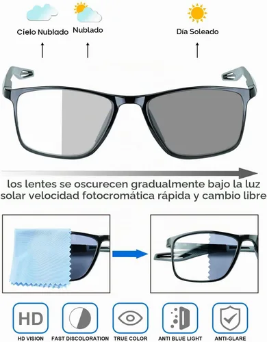 Vista 3 de K.LAVER Gafas de lectura fotocrómicas progresivas multifocales con bloqueo de luz azul, lentes de sol multifocales con bisagra de resorte Negro