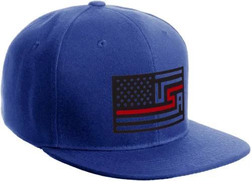 Vista 14 de I&W Hatgear Bandera de Rediseño de Estados Unidos Delgada Azul Línea Roja Soporte American Servicemen Sombrero El Snapback Línea Azul Delgada