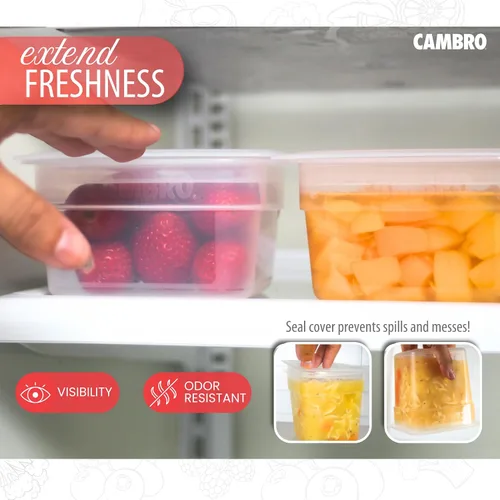 Vista 7 de Cambro - Recipientes de almacenamiento de alimentos con tapas, translúcidos (seguros para microondas y sin BPA), contenedor de almacenamiento