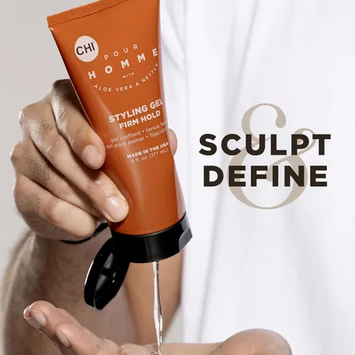 Vista 7 de CHI Pour Homme Gel de peinado Maximum Hold para hombres, gel para el cabello de larga duración, sin descamación para un control fuerte, textura