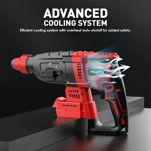 Vista 4 de MtiolHig Taladro de martillo giratorio inalámbrico compatible con batería Milwaukee de 18 V, taladro de martillo SDS-Plus sin escobillas