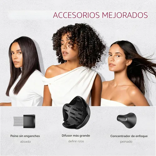 Vista 4 de Secador de pelo con difusor TYMO - Secador de pelo iónico de 300 millones con difusor y accesorio de peine para cabello rizado, secador de pelo