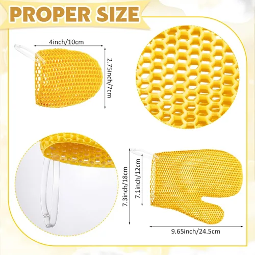 Vista 2 de Karenhi 2 Pcs Honeycomb Exfoliating Glove Set Exfoliating Bath Mitt Honeycomb Face and Body Scrubber Shower Mitt for Cleaning Body Shower Face Skin