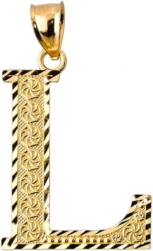 Vista 13 de Colgante personalizado de oro amarillo de 10 quilates con letras iniciales A-Z