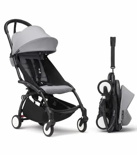 Vista 18 de Stokke YOYO3 Cochecito desde 6 meses - Incluye marco blanco/cojín de asiento color aguamarina + dosel - Se pliega y despliega en un instante