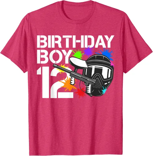 Vista 20 de 12th B-Day Paintball Birthday Party Boy 12 Year Old Funny T-Shirt, Negro