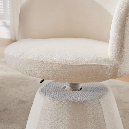 Vista 5 de Upholstered Swivel Bar Chair, Ergonomic Thick Padded Round Dining Chair Accent Vanity Chair Adjustable Height for Bedroom,Kitchen Island & Beige