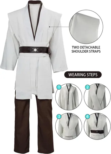 Vista 3 de Laku - Túnica de disfraz para hombre, con capucha, conjunto completo, disfraz de cosplay de Halloween, conjunto de capa