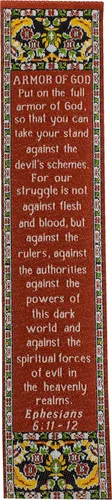 Vista 2 de Armor of God, paquete a granel de 4 marcadores de versículos de la Biblia de tela tejida, marcadores religiosos suaves y flexibles para novelas