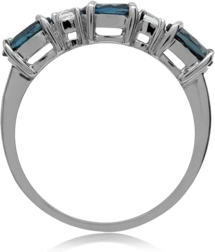 Vista 3 de Silvershake 3 Stone White Gold Plated 925 Sterling Silver Ring