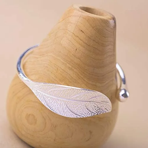 Vista 6 de YBpineer - Brazalete para mujer con diseño de hojas abiertas
