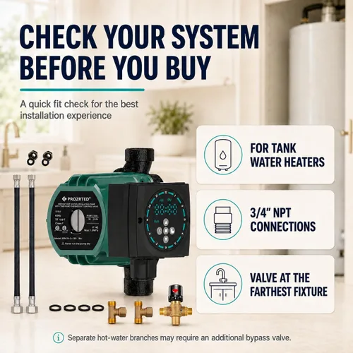 Vista 6 de Bomba de circulación instantánea de agua caliente con temporizador digital integrado y válvula de control de termostato ajustable
