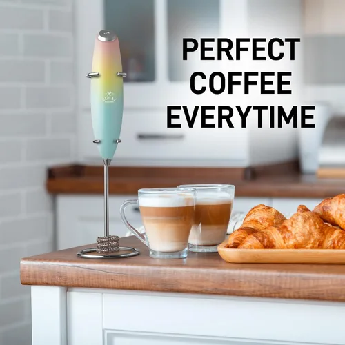 Vista 158 de Zulay Milk Boss Espumador de leche potente manual, hace espuma para latte, batidor para mezclar bebidas, café, miniespumador para capuchino, frappé