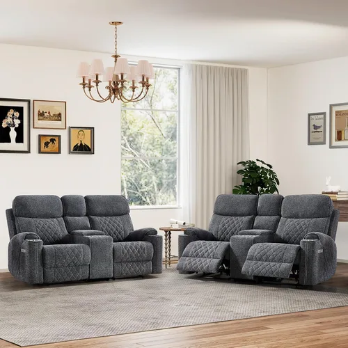 Vista 25 de HAOMARKETS Silla reclinable eléctrica para adultos con puerto USB, sofás reclinables eléctricos de tela suave con portavasos de metal, sillas