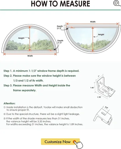 Vista 6 de Yoolax Persianas Celulares Inteligentes, Persianas de Panal Motorizadas para Ventana Arqueada, Persianas Motorizadas con Control Remoto Compatible