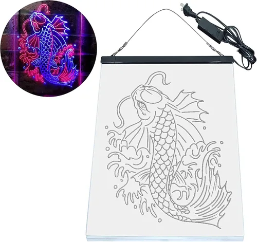Vista 8 de ADVPRO Koi Fish Display - Letrero de neón LED de doble color, azul y rojo, 8 x 12 pulgadas st6s23-i3720-br