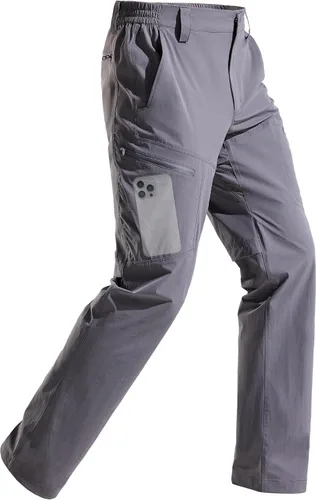 Vista 9 de FREE SOLDIER Pantalones de senderismo impermeables para hombre, pantalones cargo elásticos ligeros con 5 bolsillos Negro