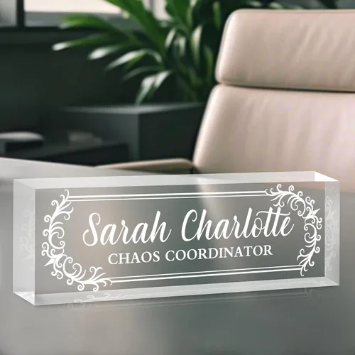 Vista 24 de Placa de nombre de oficina personalizada para escritorio, placa de nombre, regalos personalizados para compañeros de trabajo, jefe, profesor
