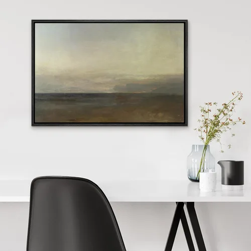 Vista 4 de SIGNLEADER Lienzo enmarcado para pared, paisaje pastel abstracto negro, naturaleza, ilustraciones de área silvestre, arte moderno, decorativo