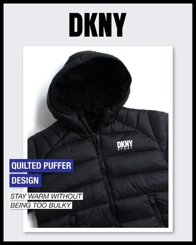 Vista 6 de DKNY Chaqueta para niño Abrigo acolchado ligero y plegable con gorro de invierno (8-20)