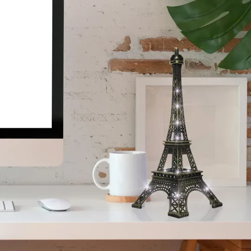 Vista 5 de Torre de luz LED, decoración de torre Eiffel, luz nocturna luminosa para dormitorio y escritorio, modelo de referencia creativo, regalo único