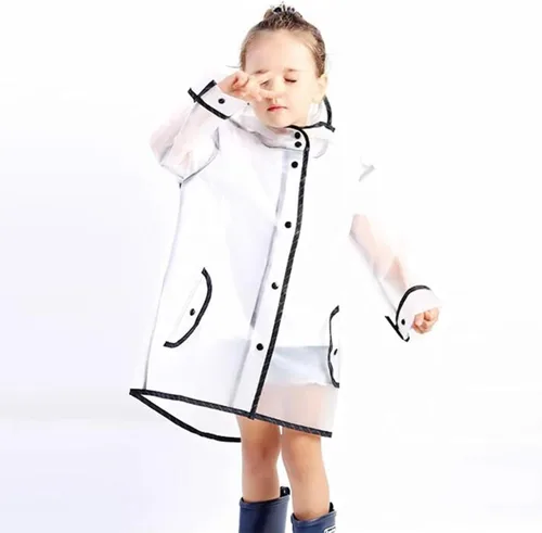 Vista 3 de ZHICHUANG Chubasquero impermeable para niños, con capucha, cubierta protectora transparente, para niños, 5t