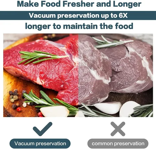 Vista 3 de Bolsas al vacío para alimentos sellador al vacío alimentos frescos de larga duración 20+11.0 in*236.2 in Rolls/lote Bolsas para envasador al vacío