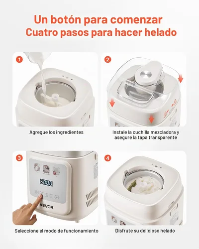 Vista 5 de VEVOR Máquina Automática Vertical de Helados con Compresor Incorporado, 1 Cuarto de Galón Sin Pre-congelación Fabricadora de Gelato y Máquina