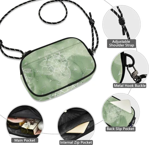 Vista 4 de Green Vintage Flowers Womens Purses Crossbody Men Beauty with Credit Card Slots Handbags Walk dog bolsos negros para mujeres