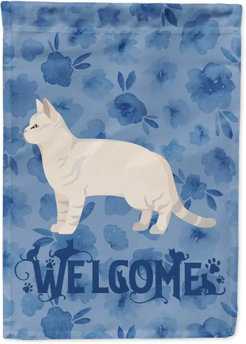 Vista 365 de Caroline's Treasures CK4813CHF - Bandera de bienvenida con gato abisinio azul, manga grande, para porche, para colgar en la pared, poliéster
