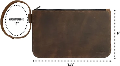 Vista 6 de Heather's, Bolso de mano rústico hecho a mano de cuero de grano completo - Guarda pequeños objetos de valor en esta funda de viaje, bolsa