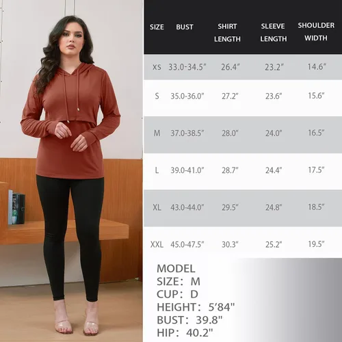 Vista 208 de GINKANA Sudadera con capucha para mujer, manga larga, lactancia materna, ropa casual