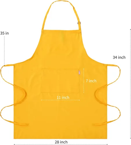 Vista 5 de Delantal amarillo naranja para mujer con bolsillos Delantal ligero y ajustable