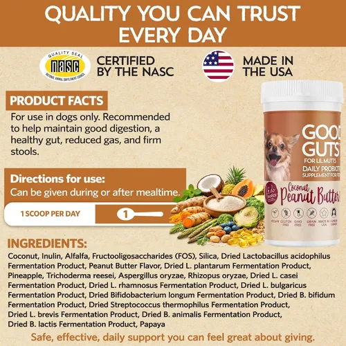 Vista 8 de Fidobiotics Good Guts Probióticos para perros – Polvo probiótico para perros para la salud digestiva, alivio de gases y heces más firmes, 3B UFC