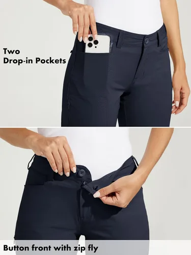 Vista 5 de Willit - Pantalones de golf para mujer, elásticos, de secado rápido, ligeros, estilo informal, con bolsillos, resistentes al agua